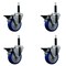 Service Caster 4'' Blue Poly Swivel 3/4'' Expanding Stem Caster Set with Brake, 4PK SCC-EX20S414-PPUB-BLUE-PLB-34-4 - alternate 1